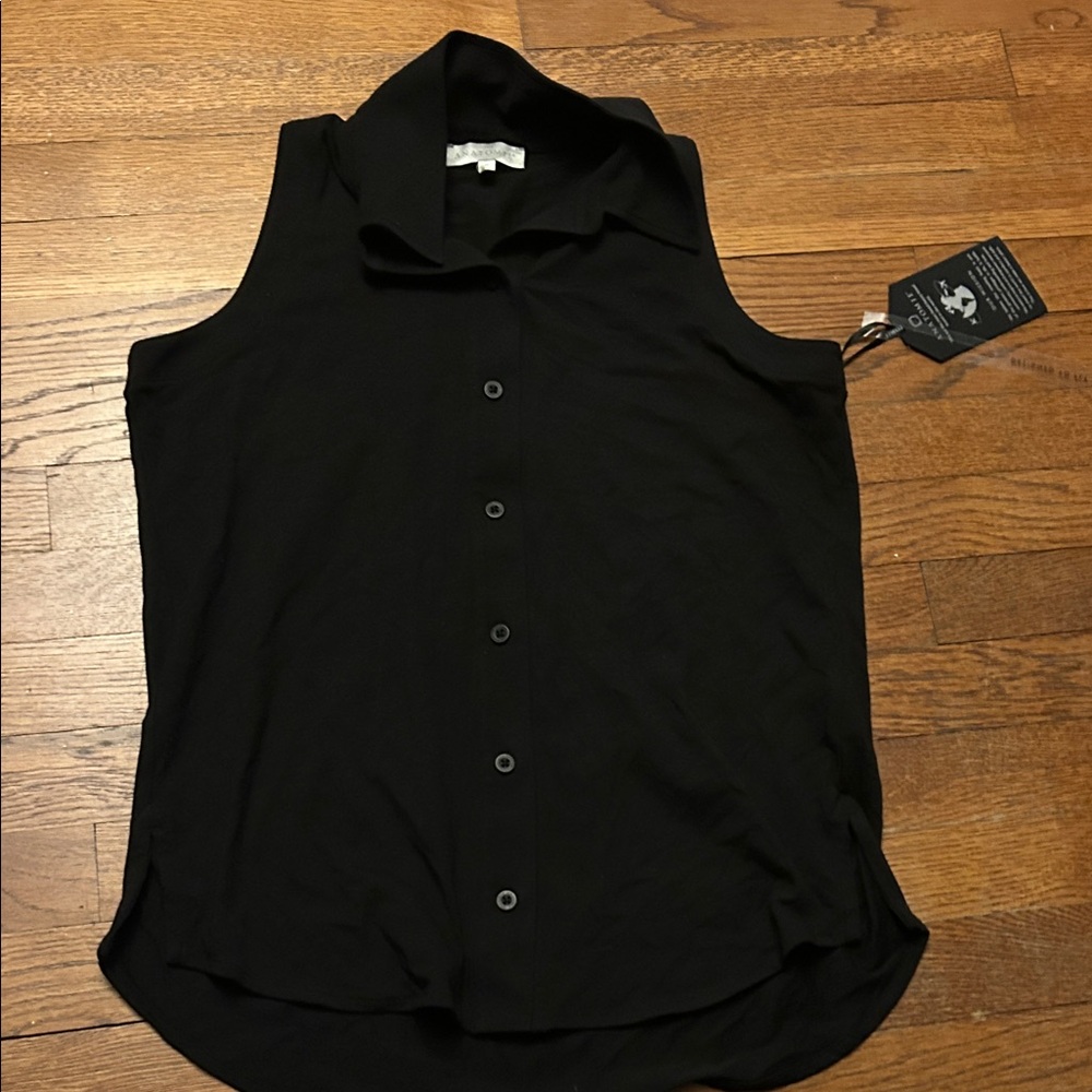 Anatomie Black Sleeveless Button-Down Shirt